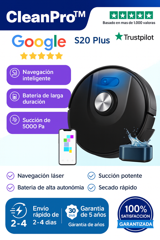 Aspiradora Robot Inteligente CleanPro™ S20 Plus – 3 en 1
