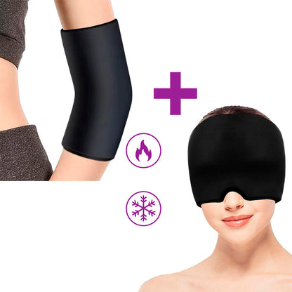 Pack Almohadilla de gel para rodillas codos Y Gorro de gel para el tratamiento de dolor